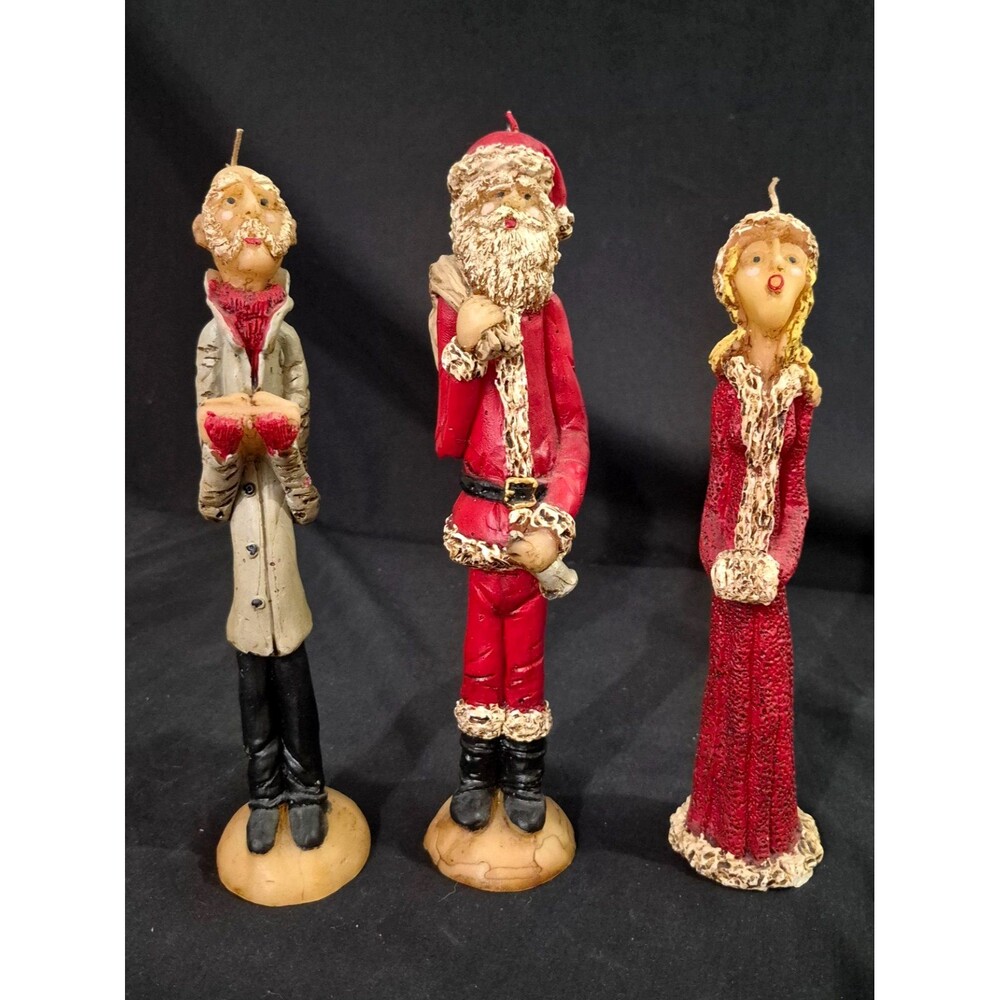 Vintage 90's Santa St Nick Christmas Candle Stick Set of 3